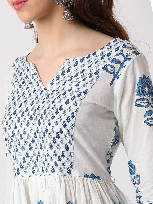 Flared Anarkali Kurta and Pant Set with Dupatta