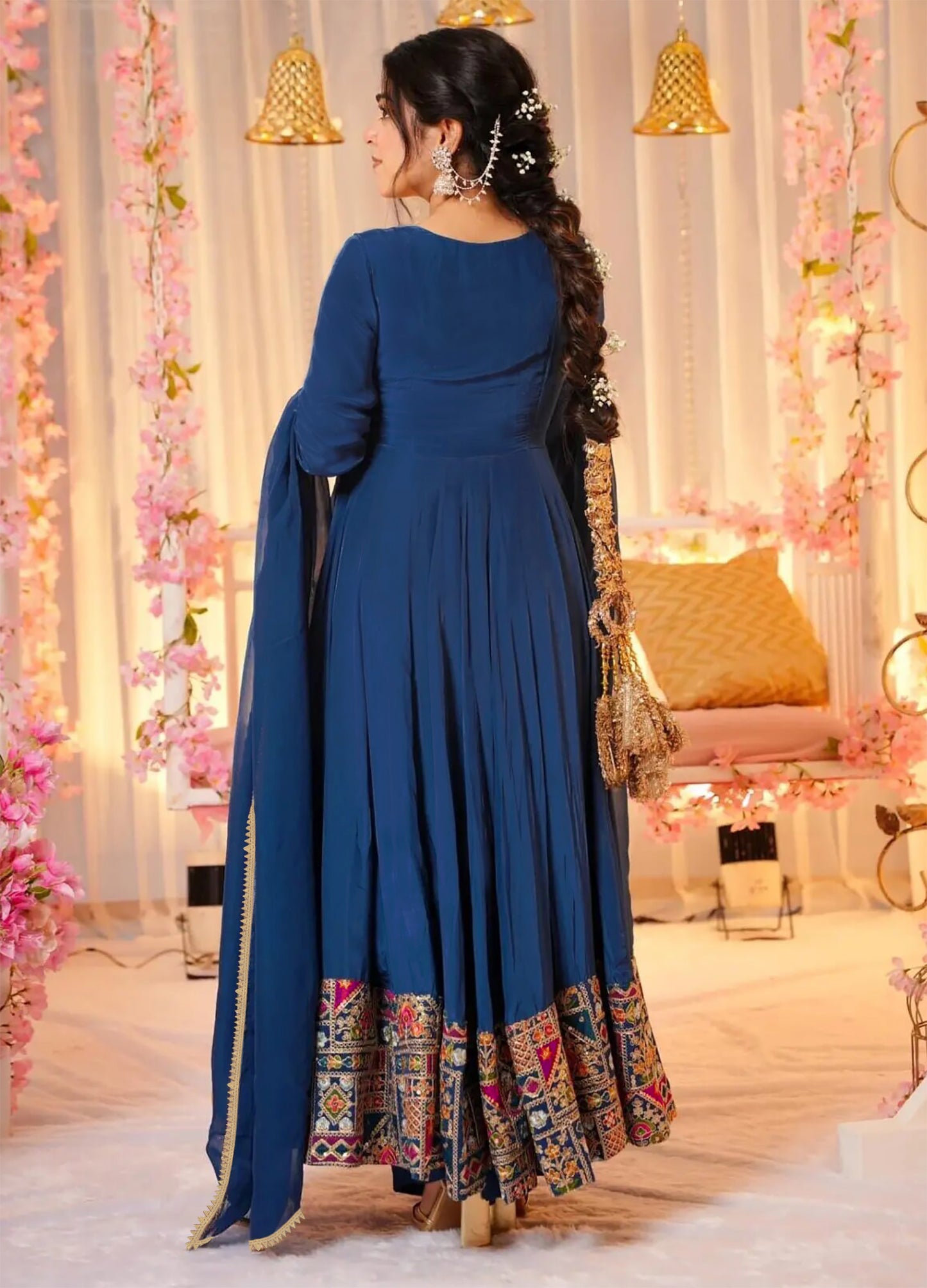 Embroidered Georgette Stitched Anarkali Gown