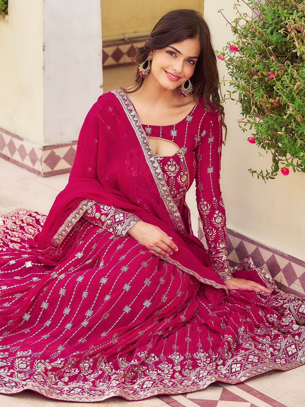 Embellished Semi Stitched Lehenga Choli (Pink)