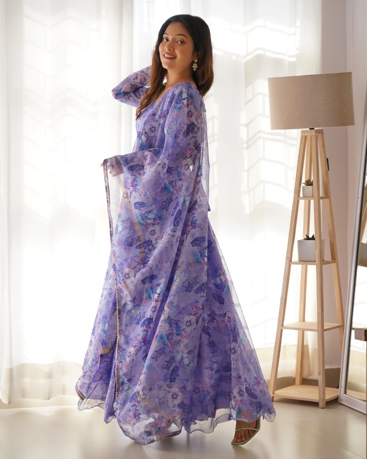 Printed Georgette Stitched Anarkali Gown With Dupatta