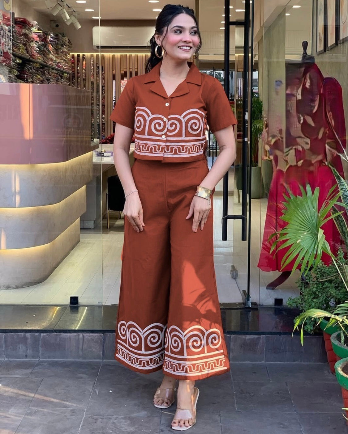 Cotton Coord set with Pattern Embroidery Work