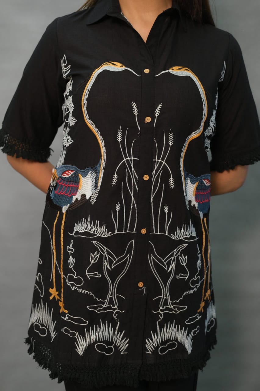 Flamingo Embroider Cotton Coord set