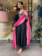 Embroider Silk Kurta and Pant Set with Dupatta