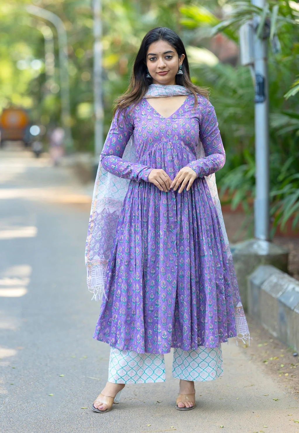 Anarkali Printed Kurta And Pant Set With Dupatta