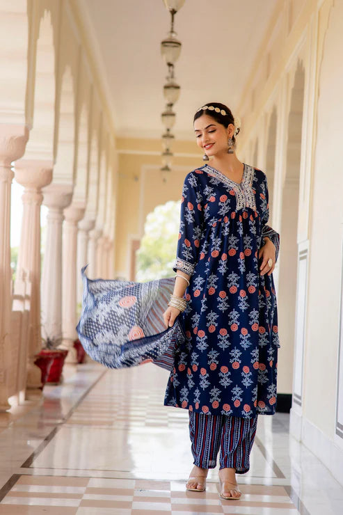 Embroidered Kurta and Pant Set With Dupatta