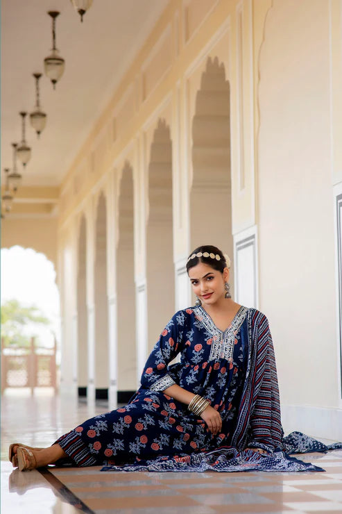 Embroidered Kurta and Pant Set With Dupatta