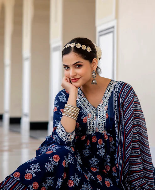 Embroidered Kurta and Pant Set With Dupatta