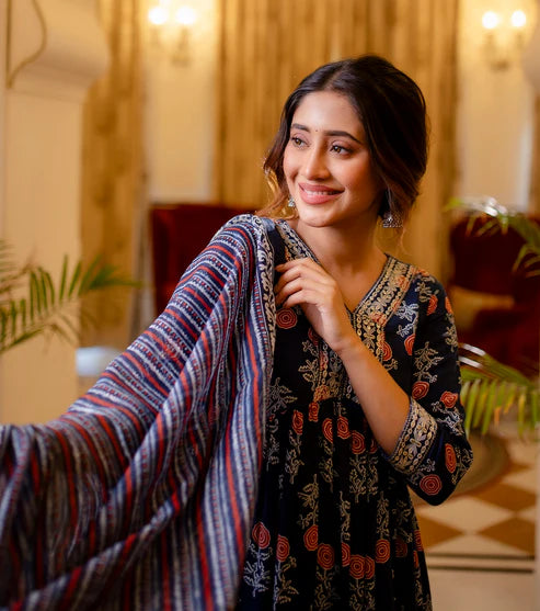 Embroidered Kurta and Pant Set with Dupatta