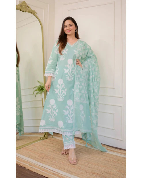 Embroidery Straight Kurta and Pant set with Dupatta