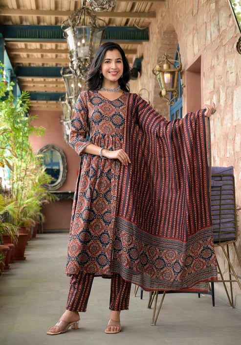 Embroidery Anarkali Kurta and Pant set with Dupatta