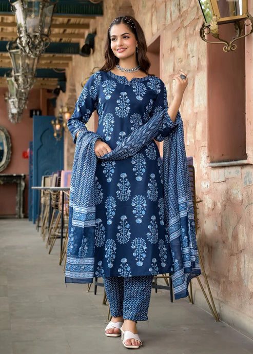 Embroidery Straight Kurta and Pant set with Dupatta