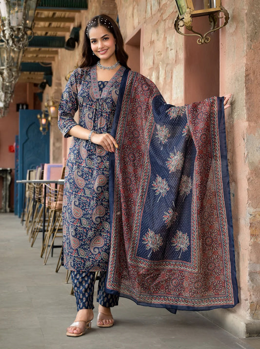 Embroidery Straight Kurta and Pant set with Dupatta