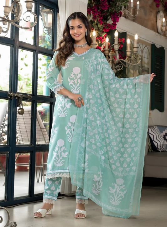 Embroidery Straight Kurta and Pant set with Dupatta