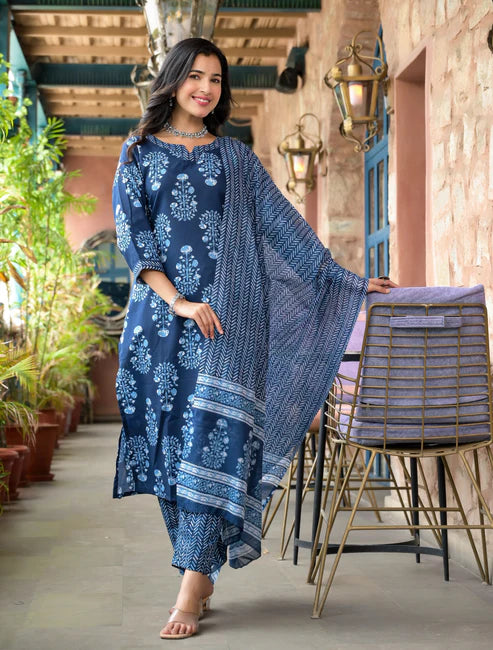 Embroidery Straight Kurta and Pant set with Dupatta