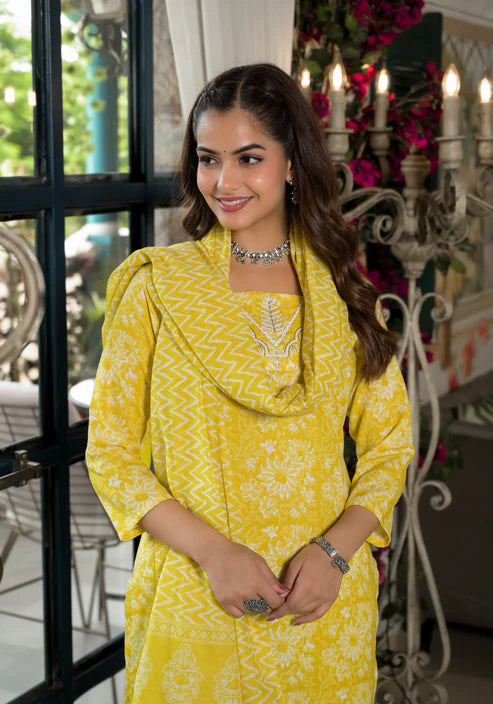 Embroidery Straight Kurta and Pant set with Dupatta