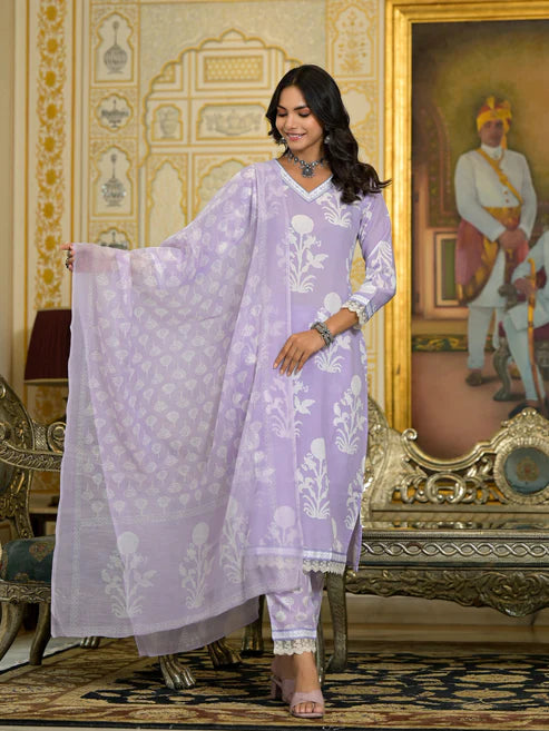 Embroidery Straight Kurta and Pant set with Dupatta