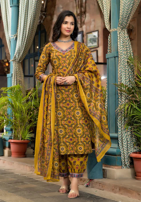 Embroidery Straight Kurta and Pant set with Dupatta
