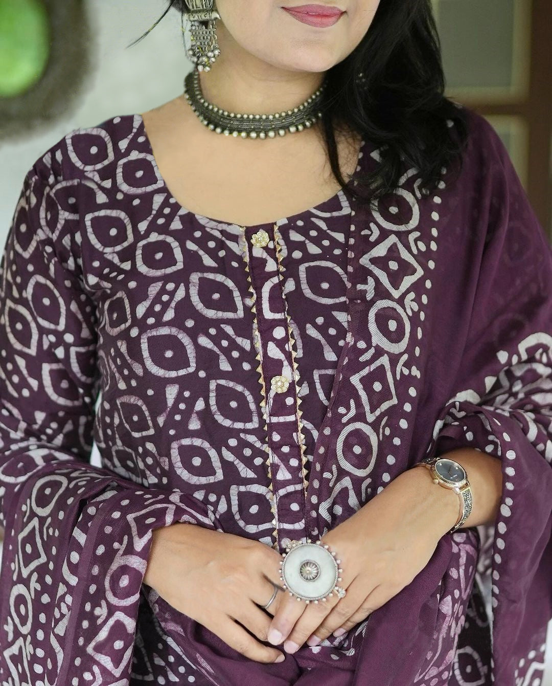 Women Viscose Printed Purple Kurta And Pant Set With Dupatta