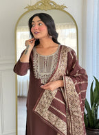 Embroidered Kurta Set for Women – Festive Wear with Dupatta