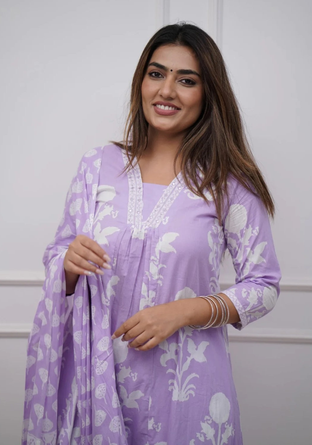 Women Viscose Printed Anarkali Kurta And Pant Set With Dupatta