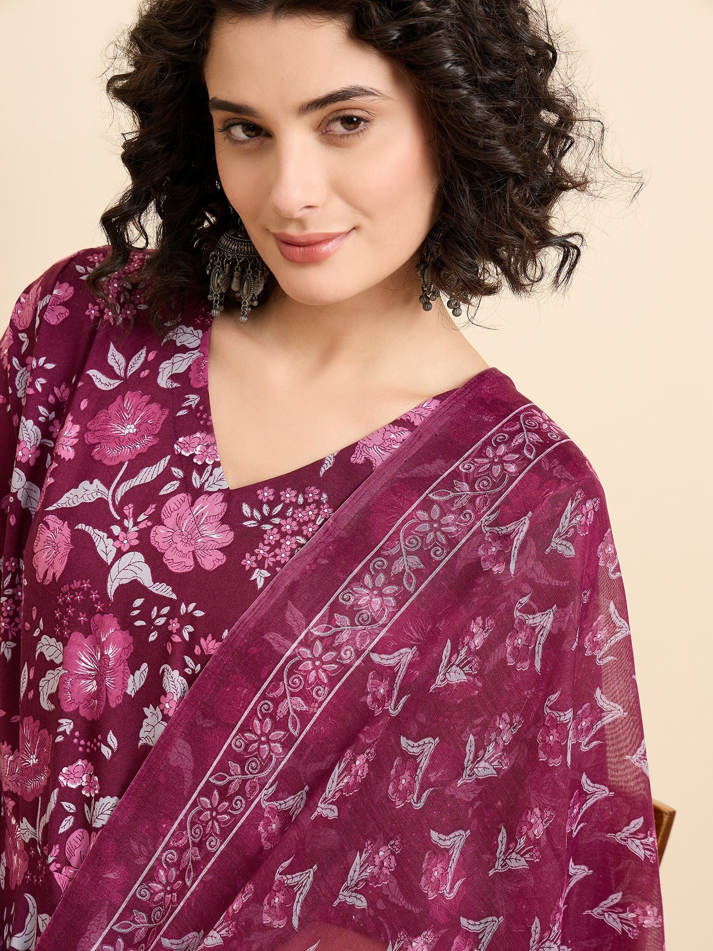 Women Viscose Purple Anarkali Kurta And Pant Set With Dupatta