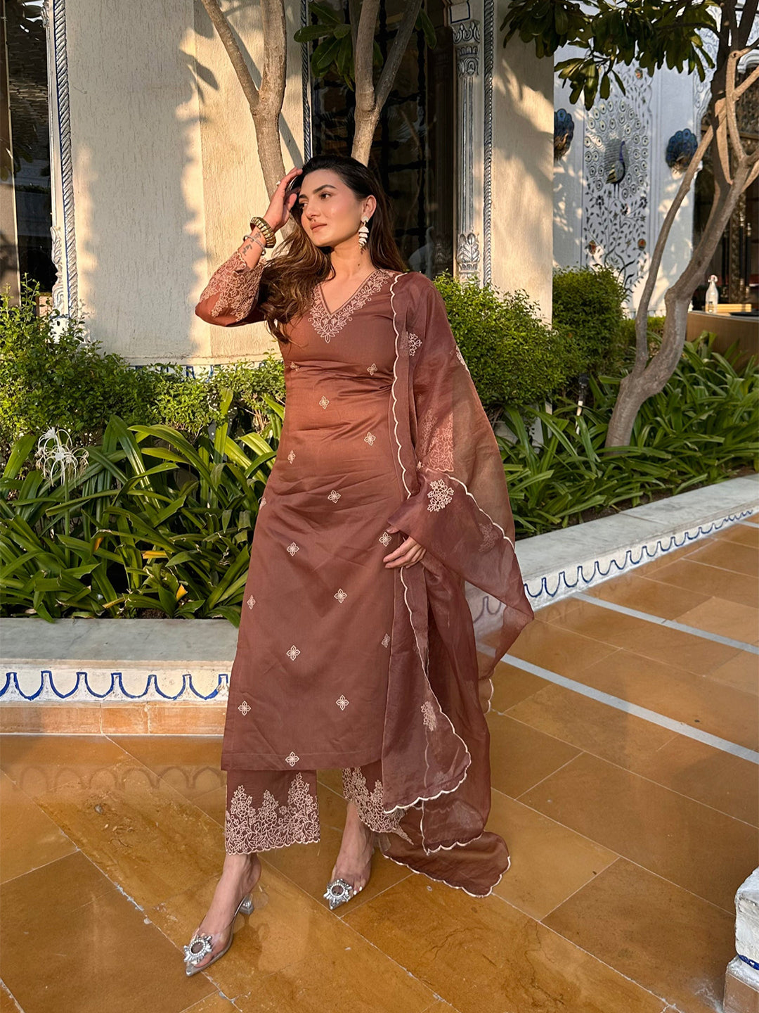 Women Silk Kurta Pant Dupatta Set