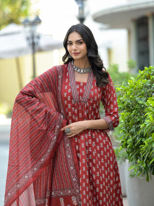 Embroidery Straight Kurta and Pant set with Dupatta