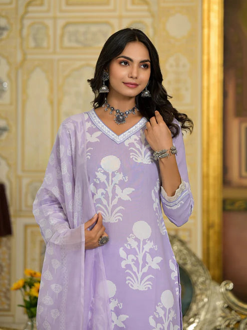 Embroidery Straight Kurta and Pant set with Dupatta