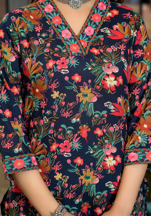 Embroidery Straight Kurta and Pant set with Dupatta