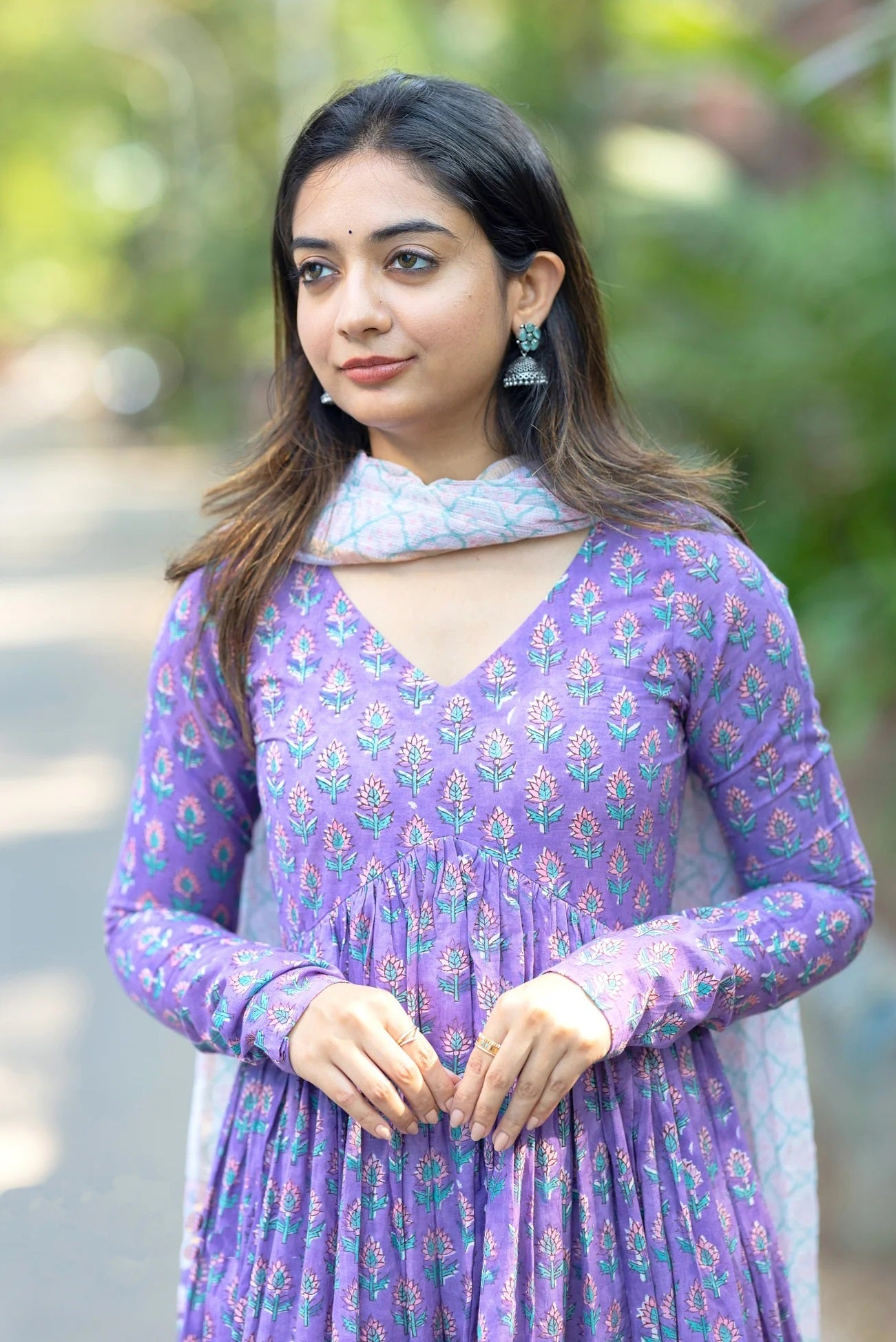 Anarkali Printed Kurta And Pant Set With Dupatta