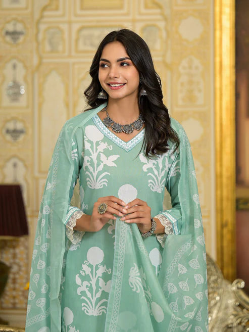 Embroidery Straight Kurta and Pant set with Dupatta