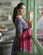 Women Floral Anarkali Printed Kurta and Pant Set With Dupatta