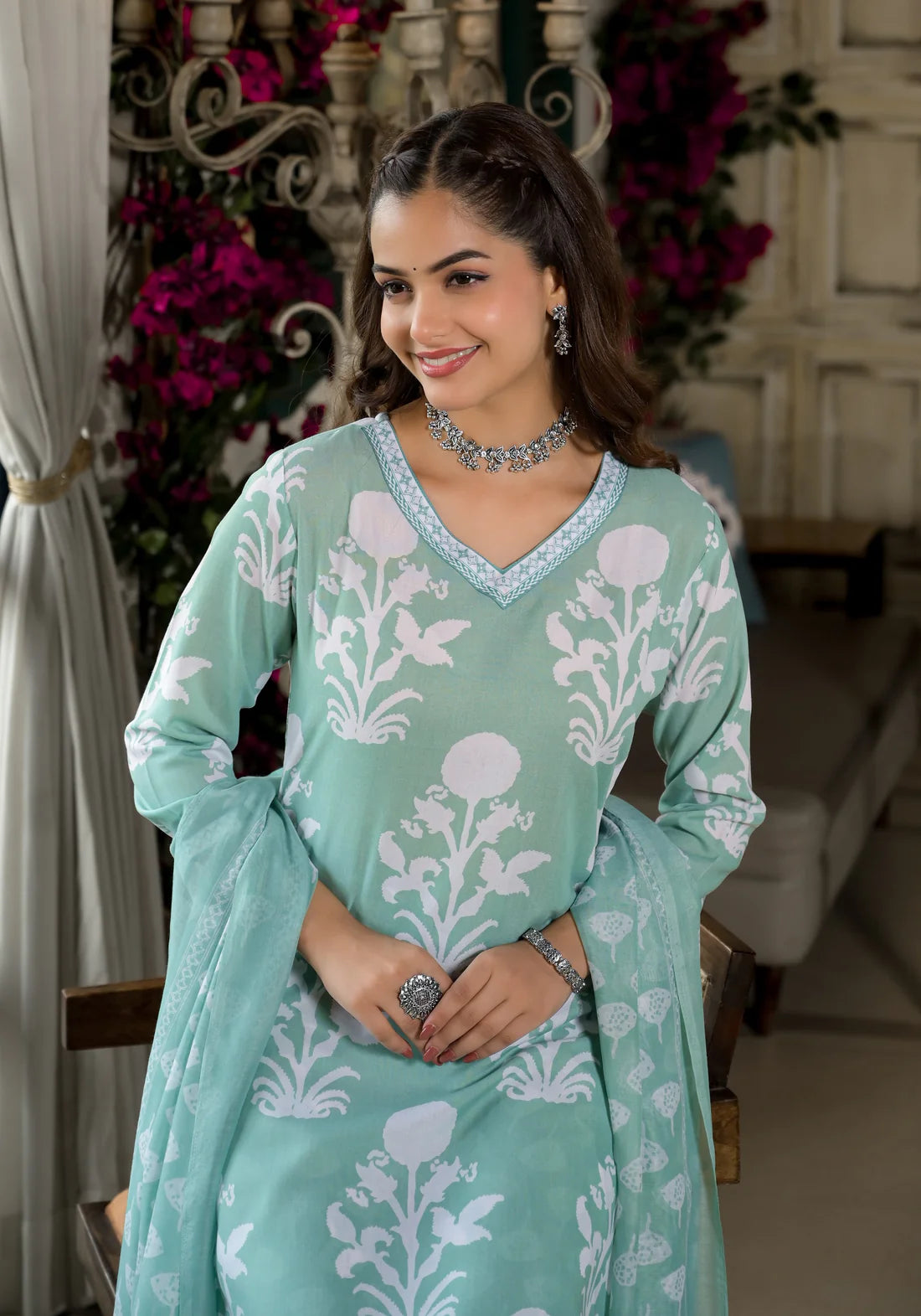 Embroidery Straight Kurta and Pant set with Dupatta