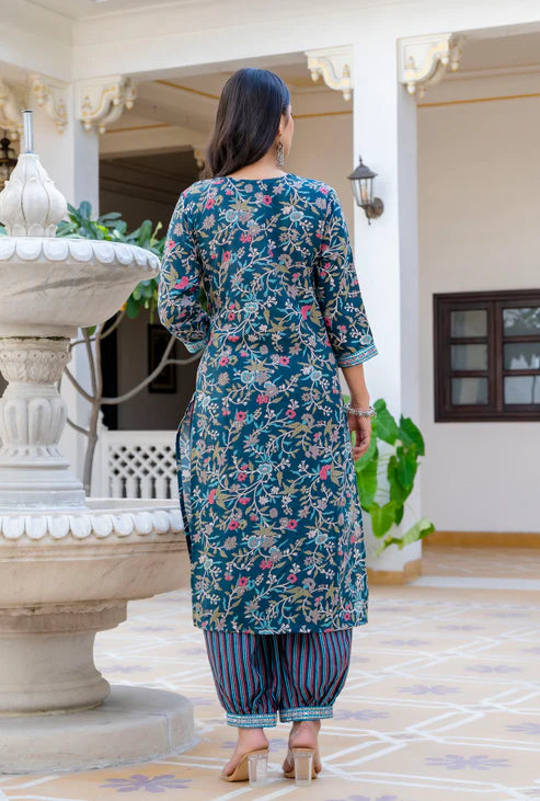 Printed Straight Kurta and Pant set with Dupatta