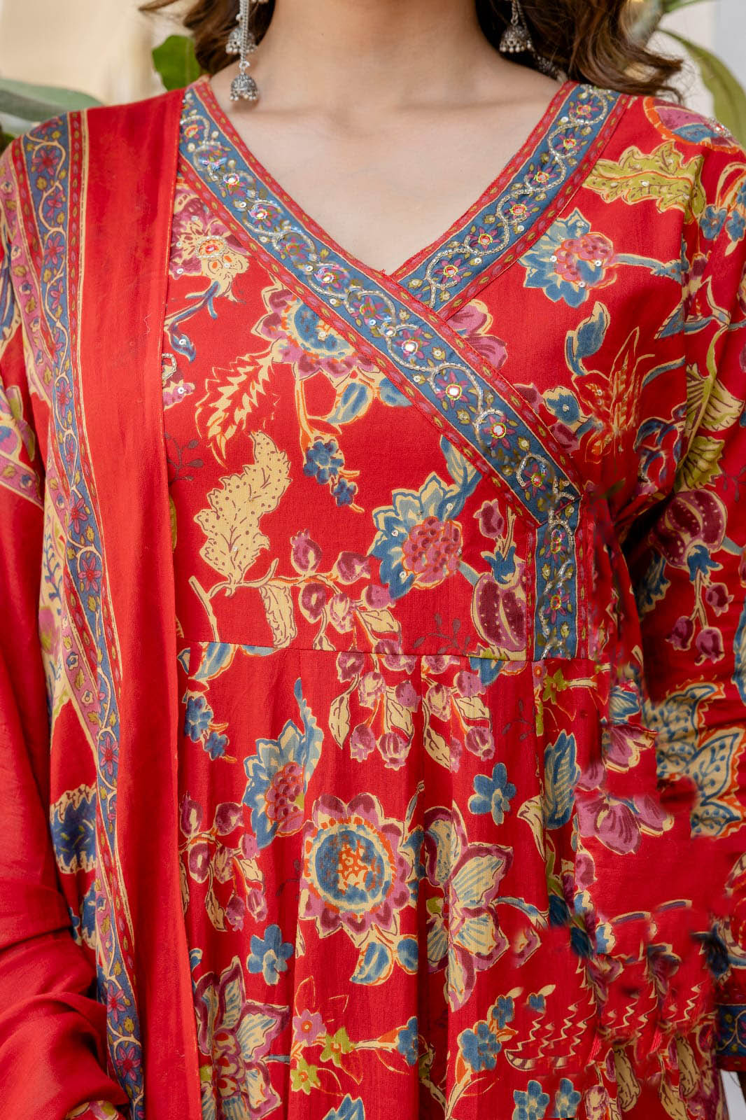 Anarkali Printed Kurta and Pant Set with Dupatta