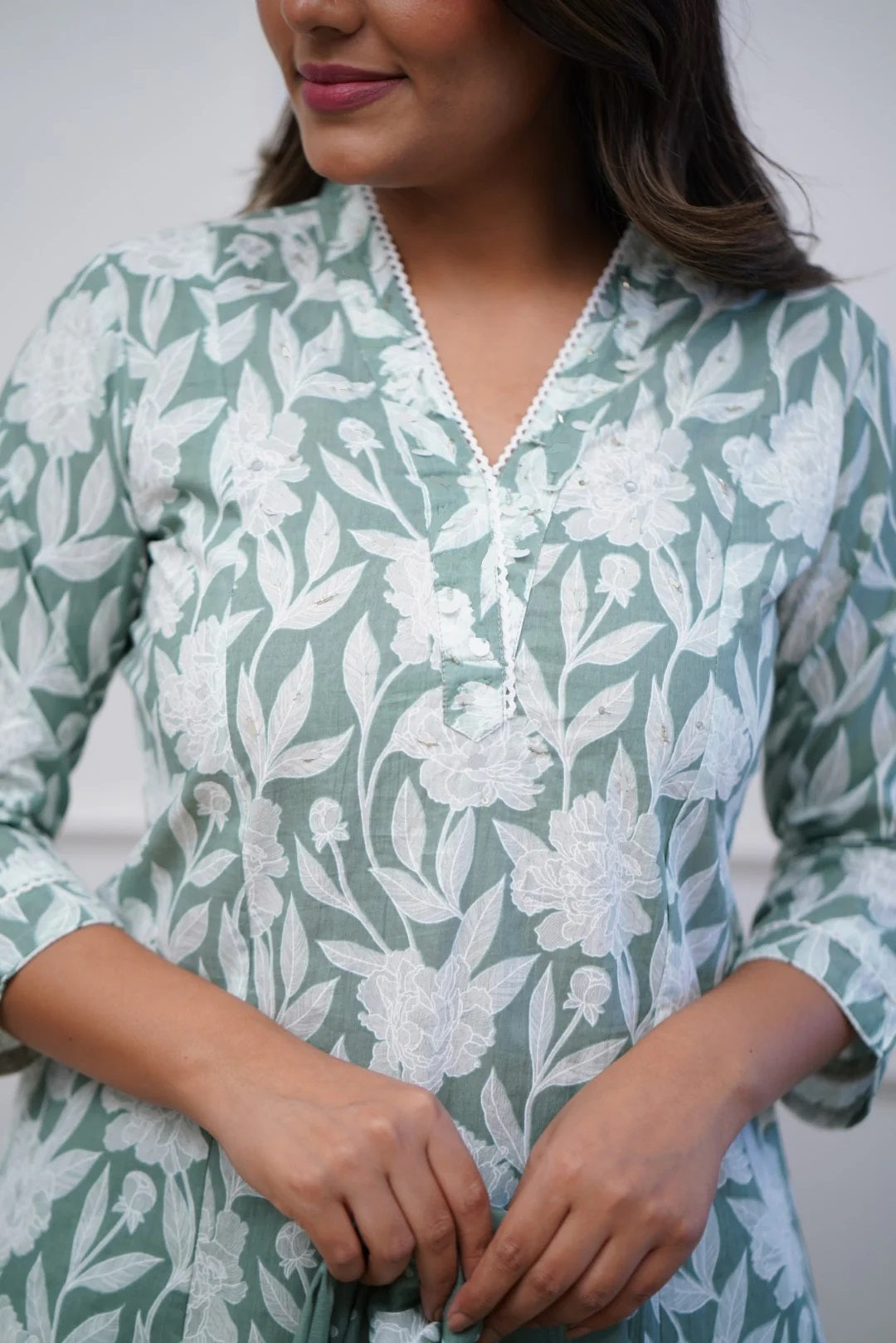 Women Viscose Floral Printed Green Kurta And Pant Set With Dupatta