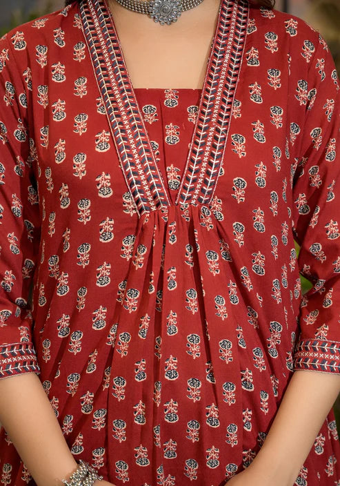 Embroidery A-Line Kurta and Pant set with Dupatta