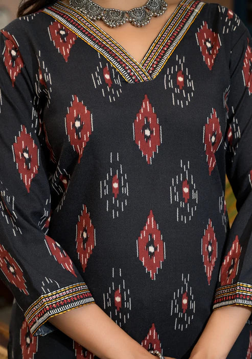 Embroidery Straight Kurta and Pant set with Dupatta