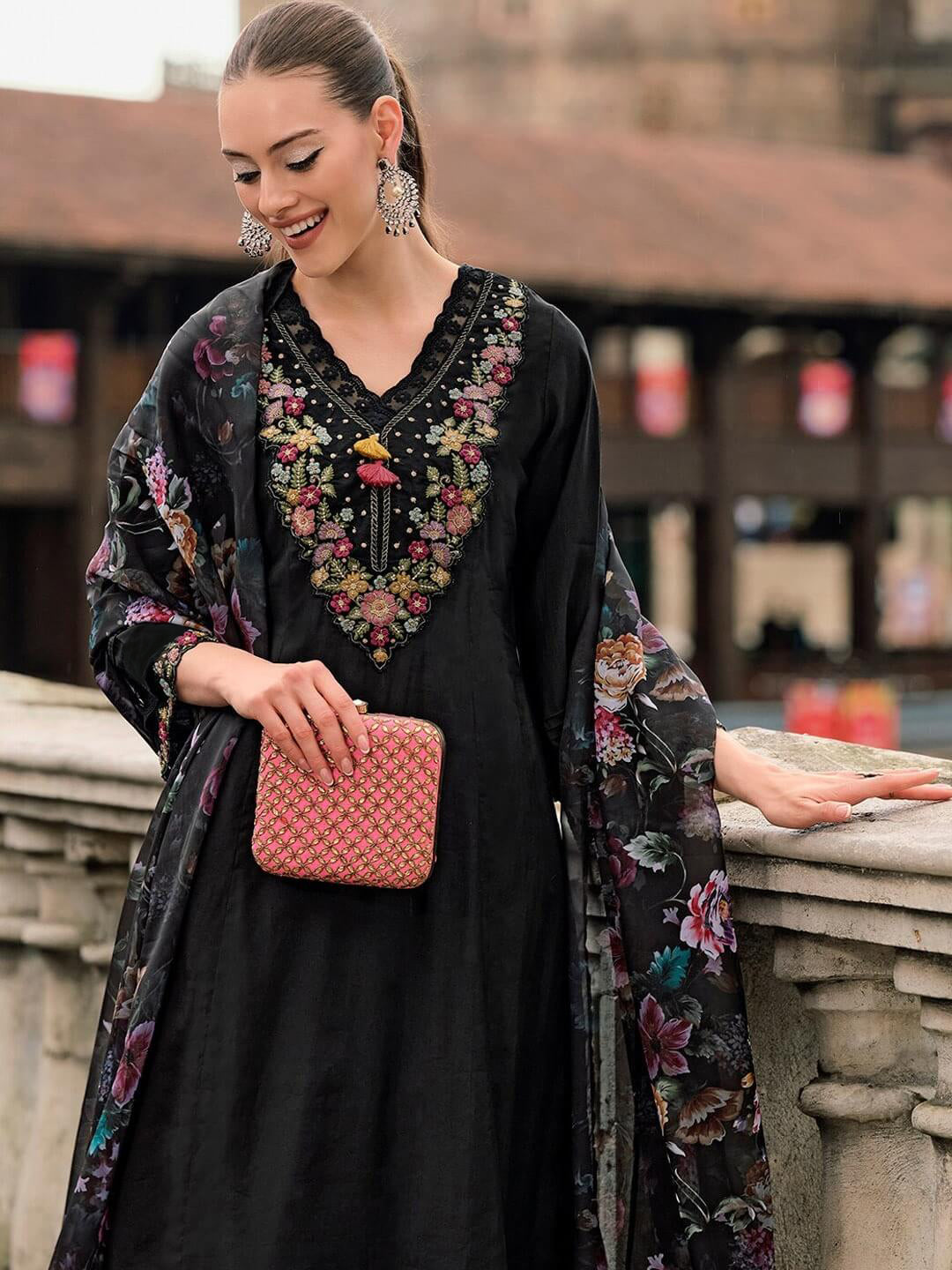 Women Silk Kurta Pant Dupatta Set