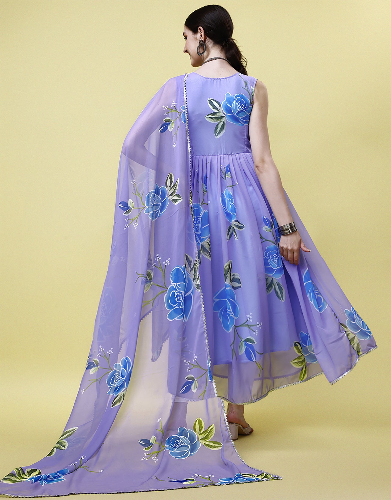 Printed Georgette Stitched Anarkali Gown With Dupatta