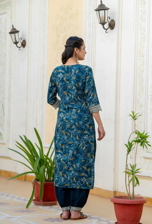 Printed Straight Kurta and Pant set with Dupatta