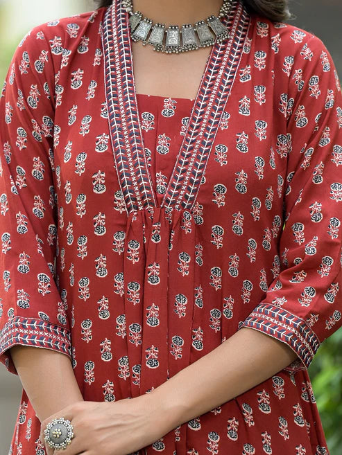 Embroidery Straight Kurta and Pant set with Dupatta