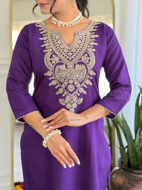 Embroidered Kurta Set for Women – Festive Wear with Dupatta