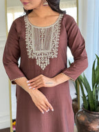 Embroidered Kurta Set for Women – Festive Wear with Dupatta