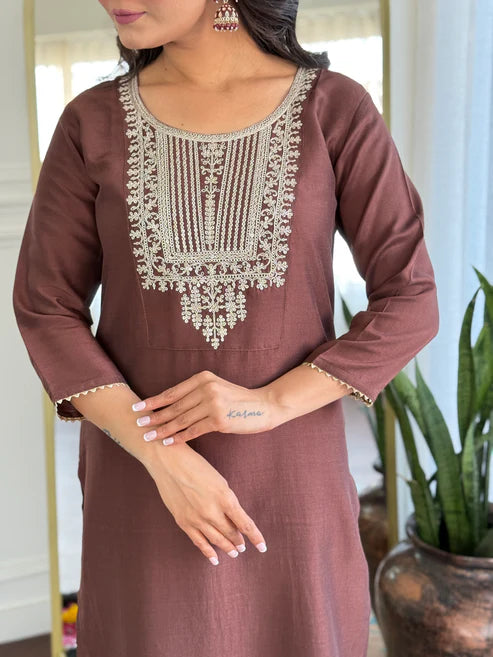 Embroidered Kurta Set for Women – Festive Wear with Dupatta