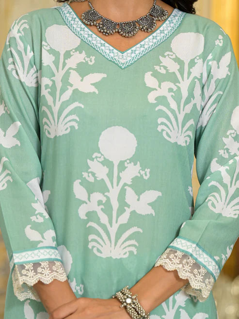 Embroidery Straight Kurta and Pant set with Dupatta