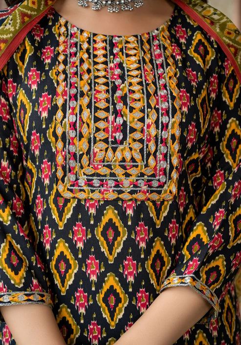 Embroidery Straight Kurta and Pant set with Dupatta