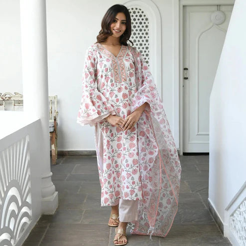 Printed Kurta and Pant set with Dupatta