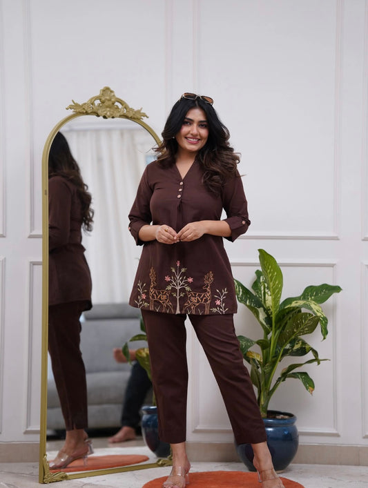 Cotton Coord Set with Embroidery work