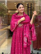 Anarkali Embroider Kurta and Pant Set with Dupatta